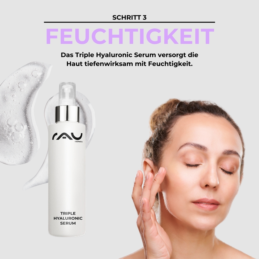 干性皮肤专业护理程序 RAU Cosmetics Profi-Pflegeroutine für trockene Haut – Schritt 3: Feuchtigkeits-Booster mit intensivem Feuchtigkeitseffekt für trockene Haut.