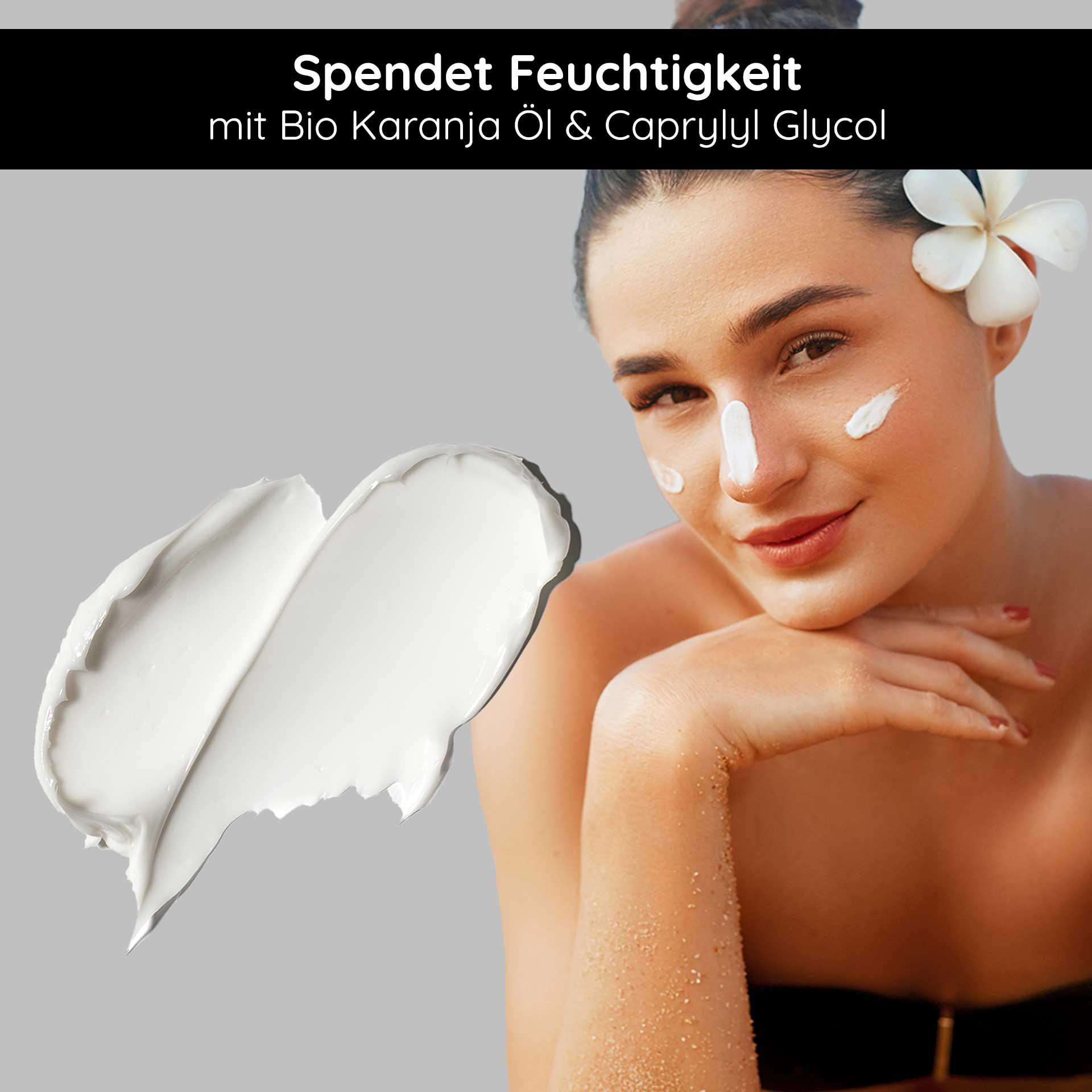 含有机卡兰婕油的防晒霜 SPF 50 75 毫升 - 防晒霜 Sonnencreme SPF 50 mit Bio Karanja Öl, feuchtigkeitsspendende Textur, Anwendung auf Gesicht, Hautpflege, Anti-Aging.
