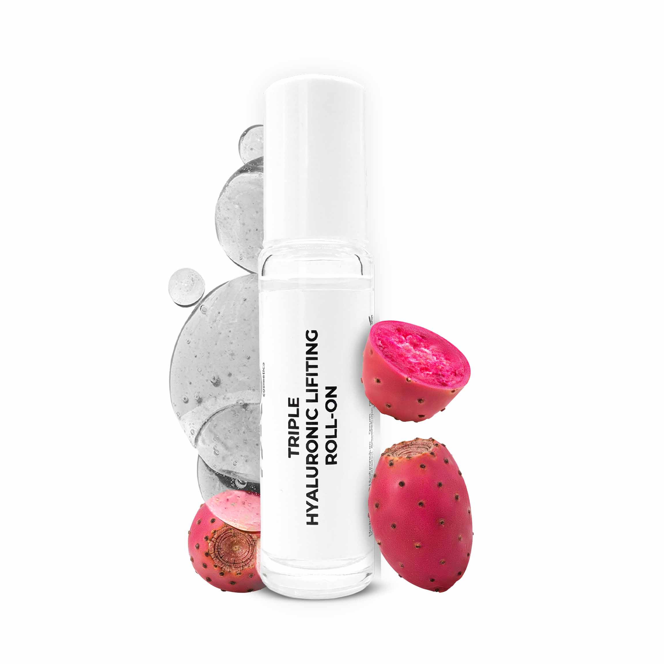 Triple Hyaluronic Serum Roll-On 10 ml 含三種透明質酸 Dreifach-Hyaluron-Lifting-Roll-On-Serum mit Kaktusfruchtextrakt und Hyaluronsäure, entwickelt für tiefe Feuchtigkeitsversorgung und Anti-Aging-Vorteile.